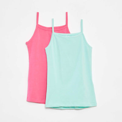Lot de 2 débardeurs en coton stretch ROSE