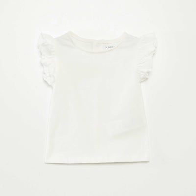 T-shirt à manches courtes volantées BLANC