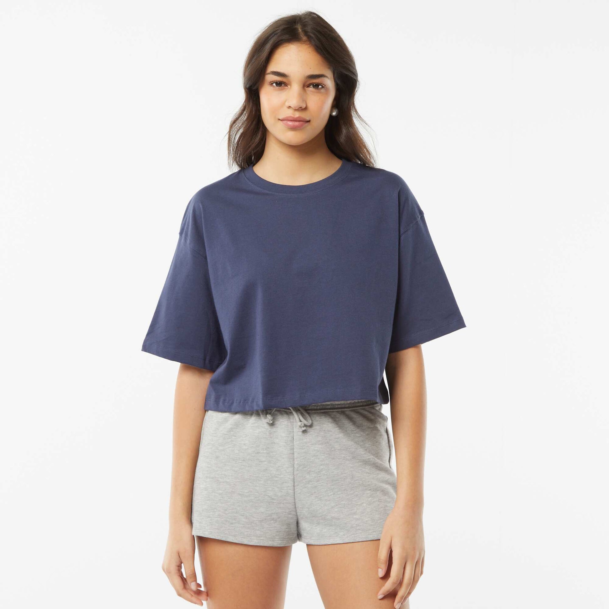 T-shirt uni coupe courte manches courtes BLEU