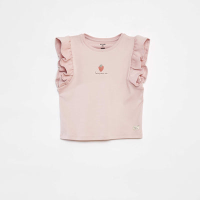 T-shirt à volants - cradle to cradle ROUGE