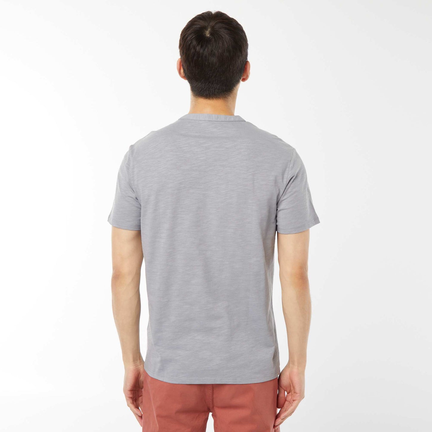 T-shirt à col tunisien manches courtes GRIS BLEUTé