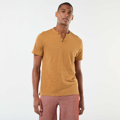 T-shirt à col tunisien manches courtes BEIGE