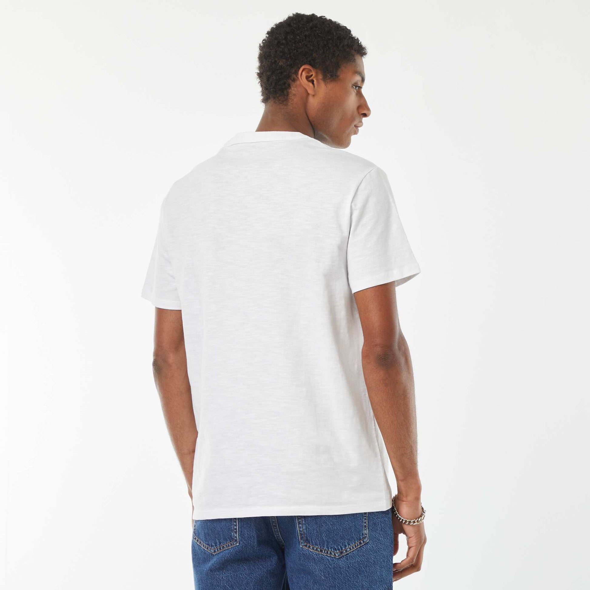 T-shirt à col tunisien manches courtes BLANC