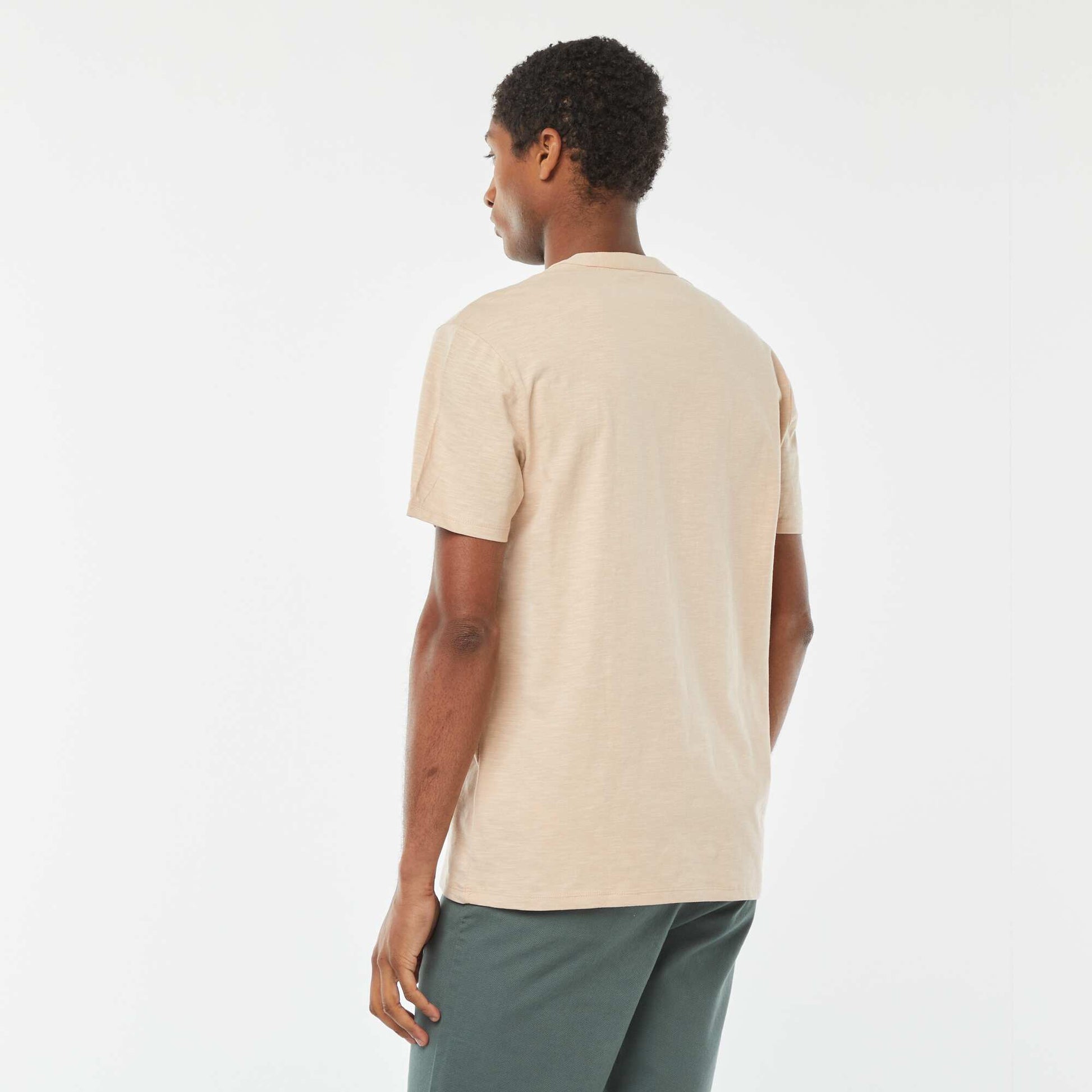 T-shirt à col tunisien manches courtes BEIGE