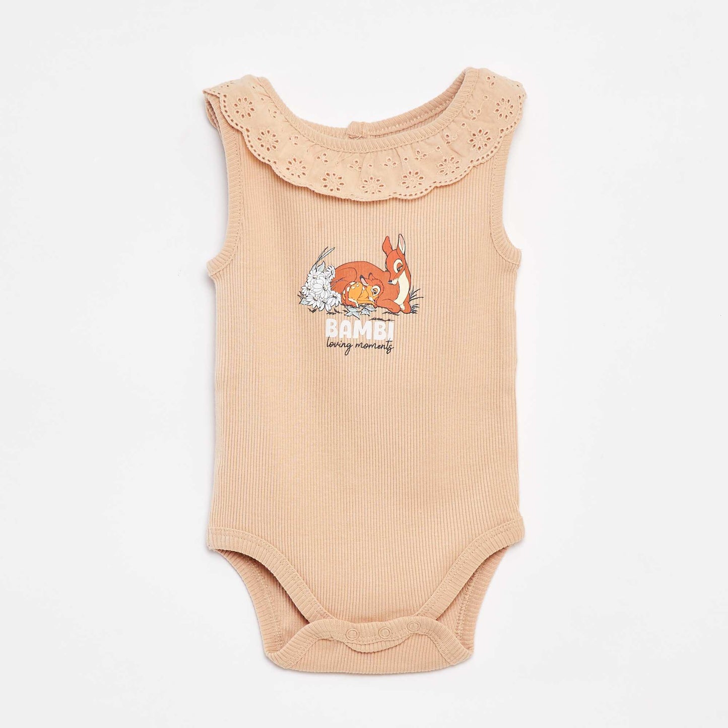 Body côtelé avec col brodé 'Disney' BEIGE