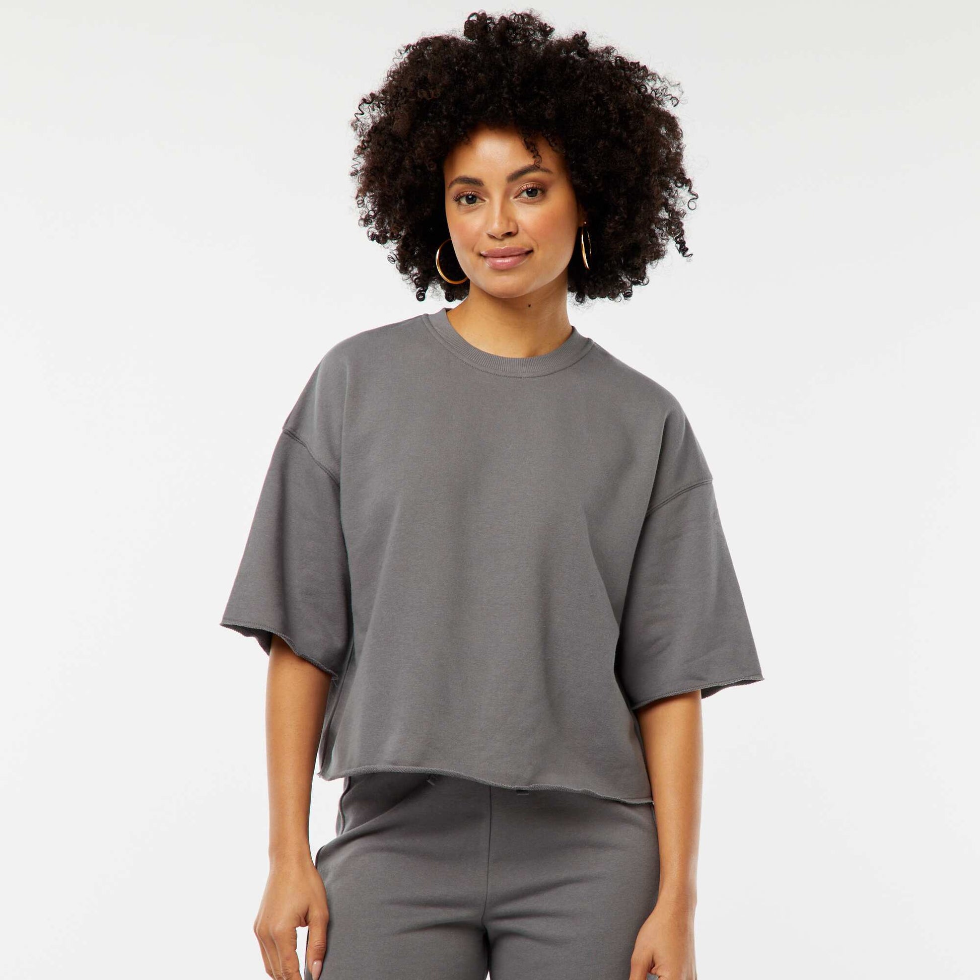 Sweat ample à manches courtes GRIS