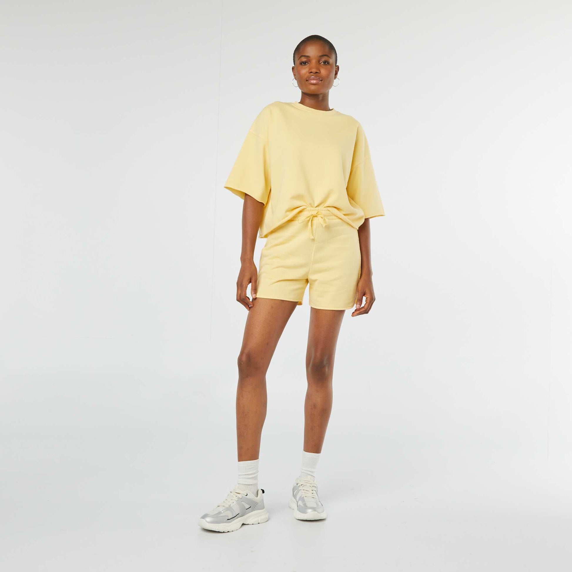 Sweat ample à manches courtes JAUNE