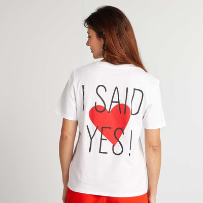T-shirt avec message EVJF BLANC