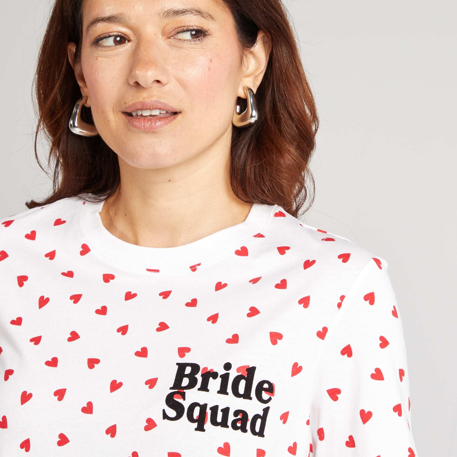 T-shirt avec message EVJF BLANC CœURS