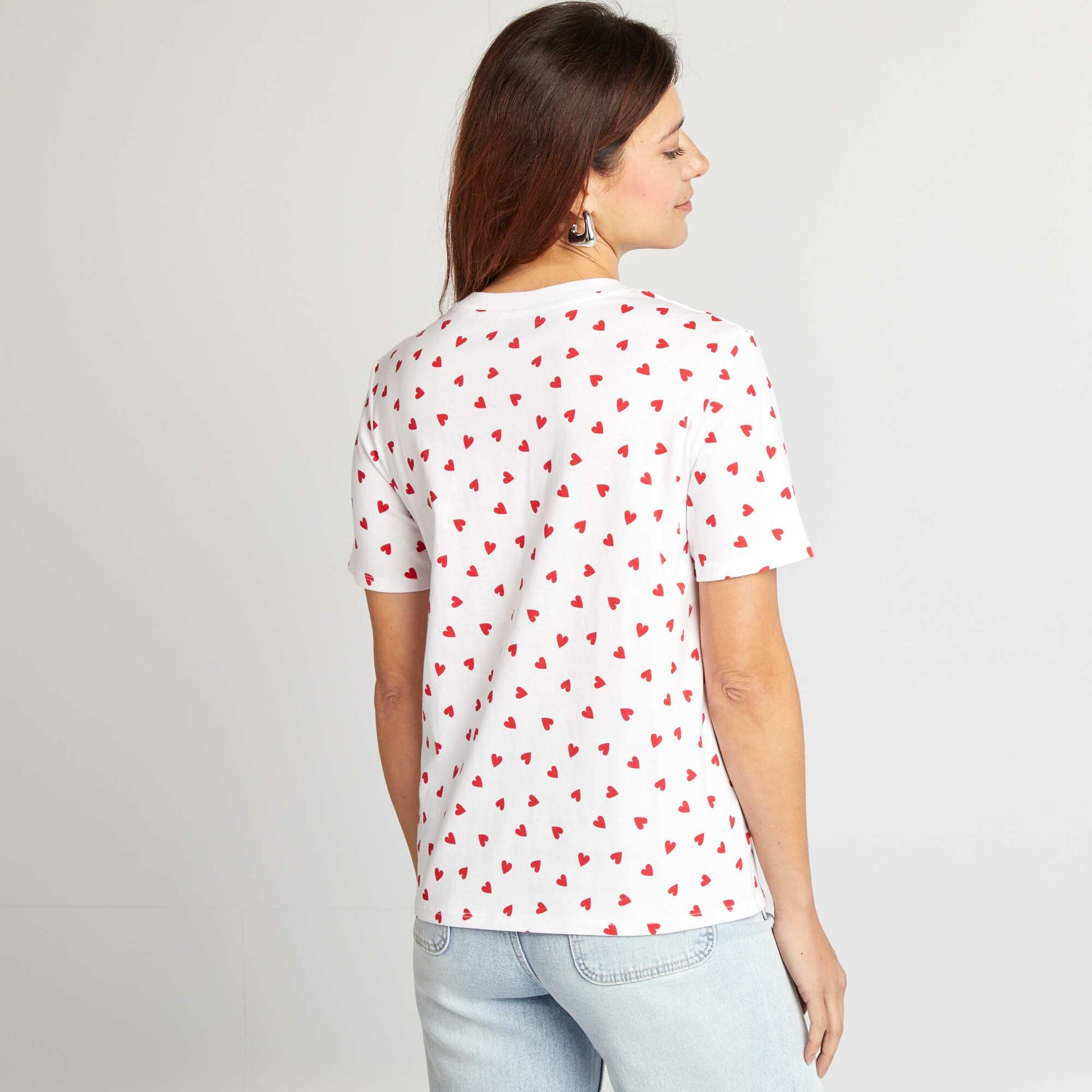 T-shirt avec message EVJF BLANC CœURS