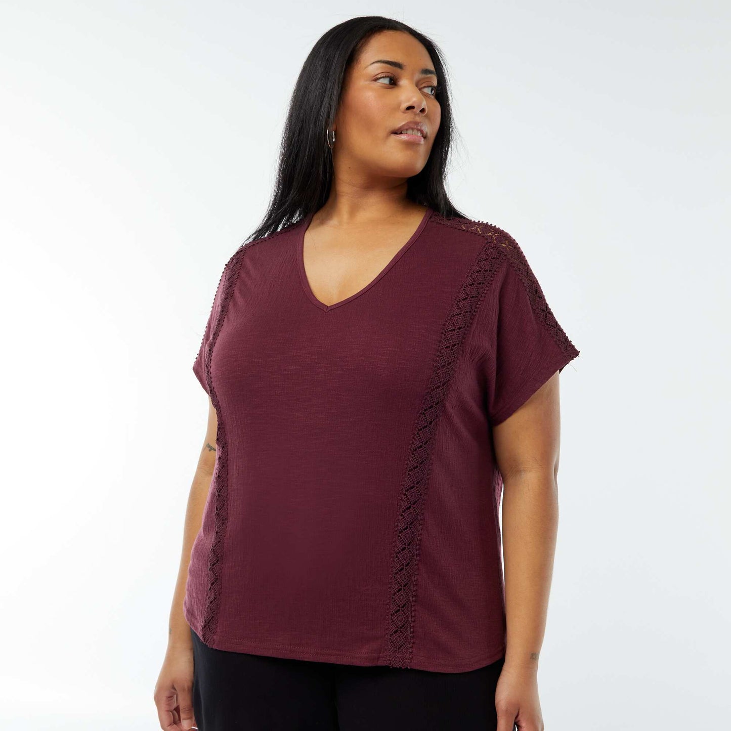 Blouse matière crêpée avec broderies VIOLET