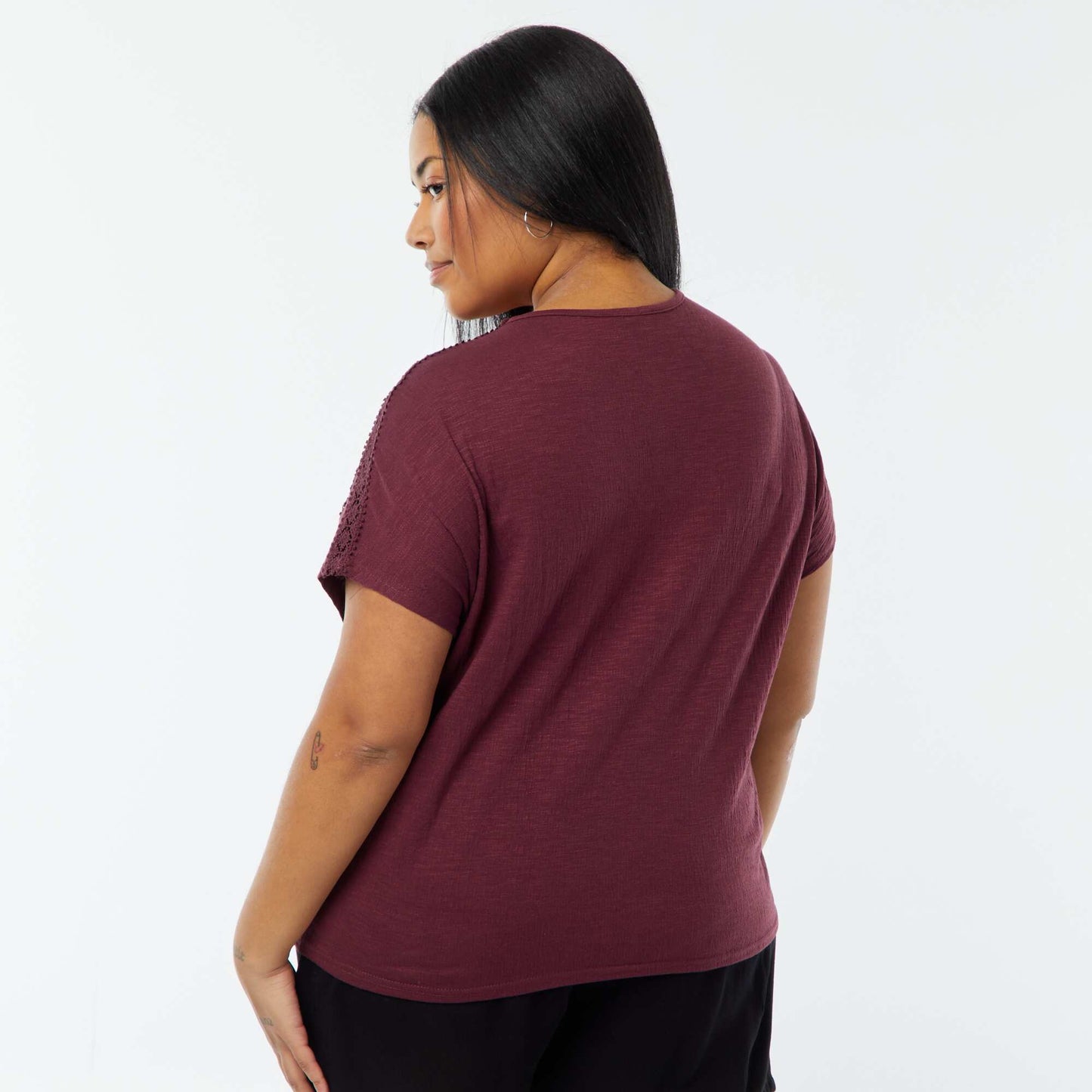 Blouse matière crêpée avec broderies VIOLET