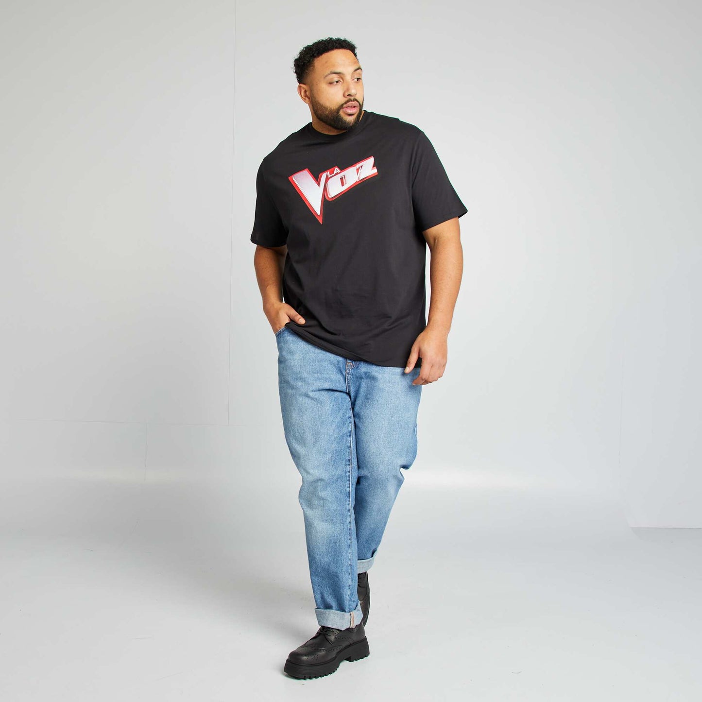 T-shirt imprimé 'La Voz' manches courtes NOIR
