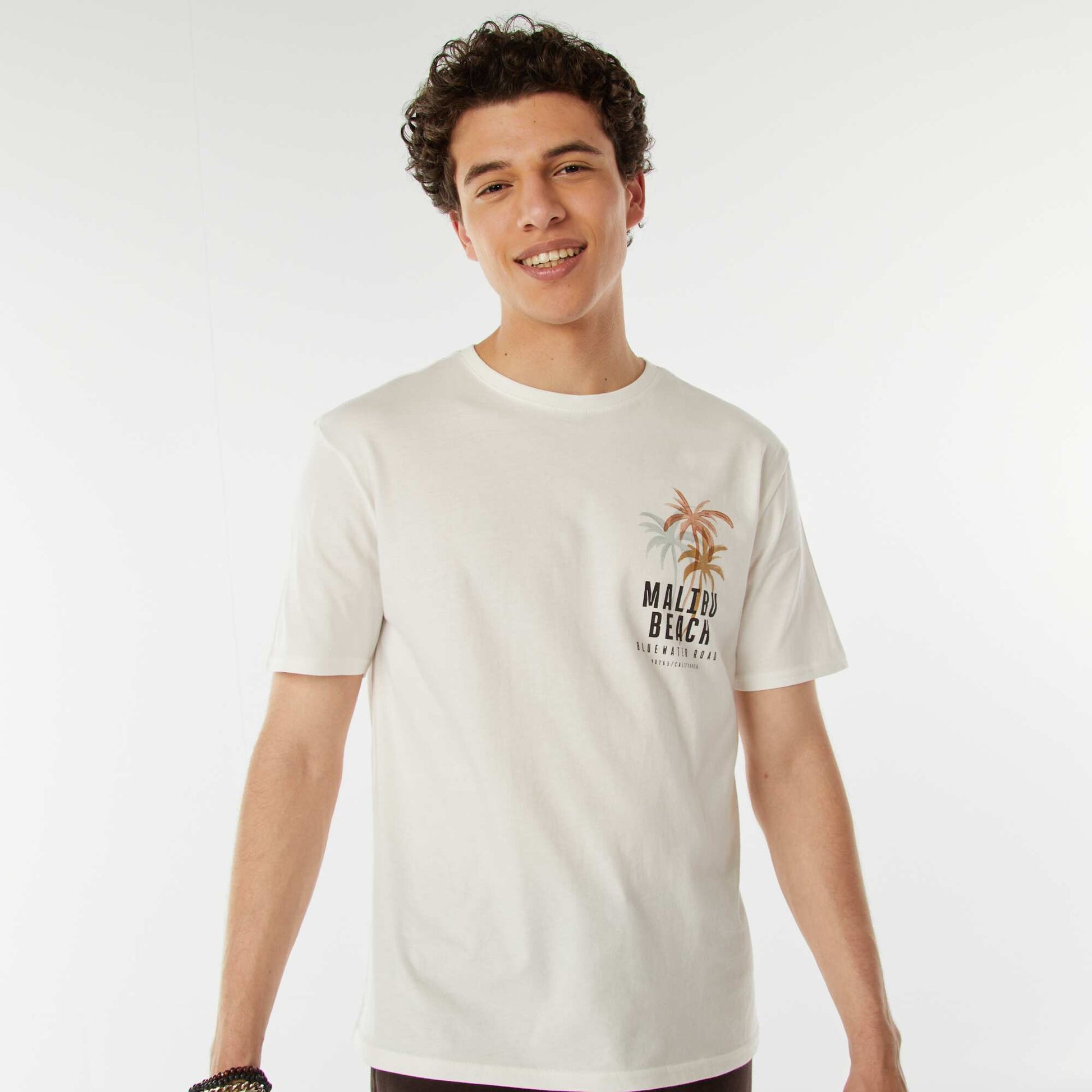 Tee-shirt imprimé à messages BLANC