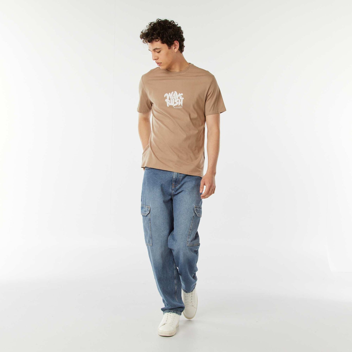 Tee-shirt imprimé à messages BEIGE