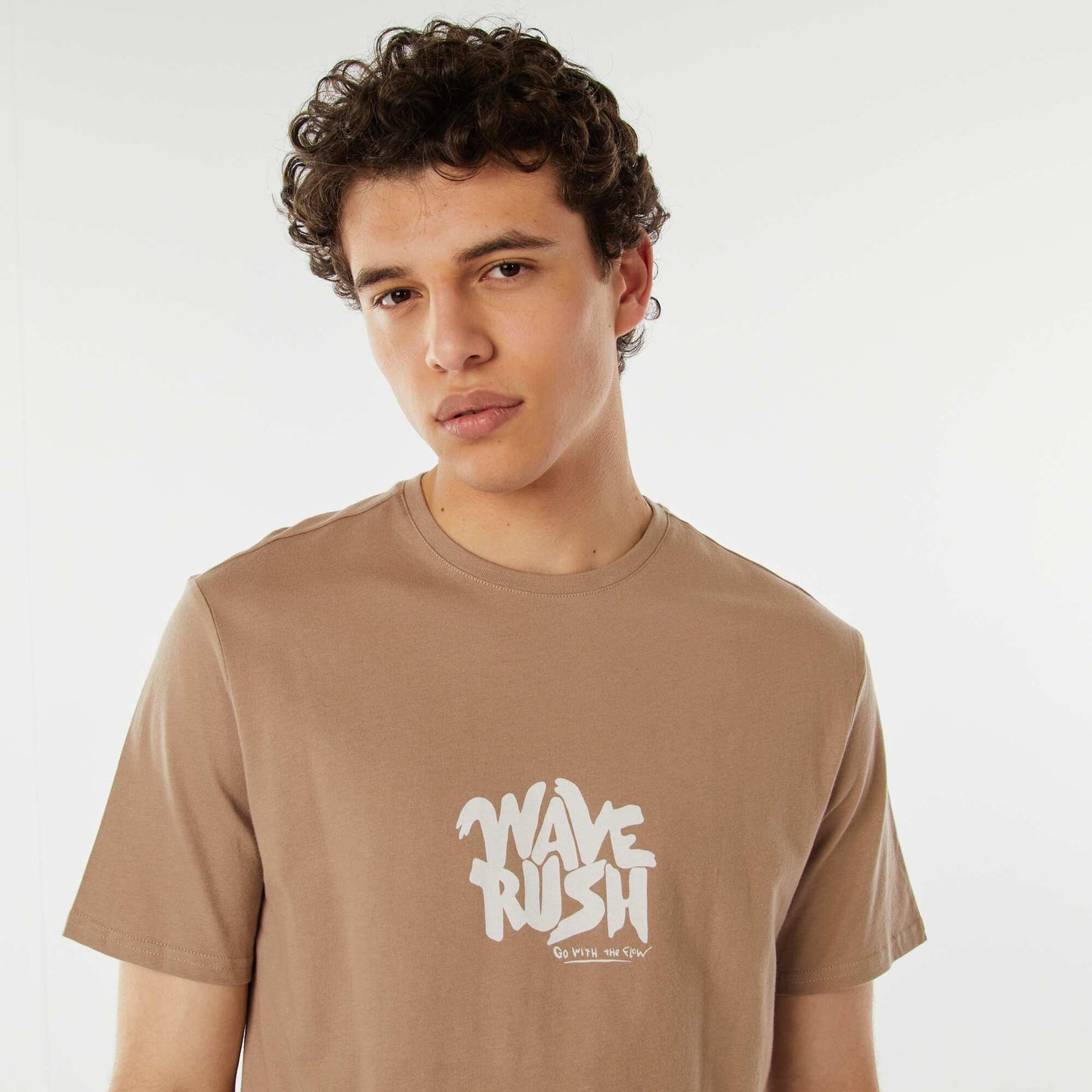 Tee-shirt imprimé à messages BEIGE