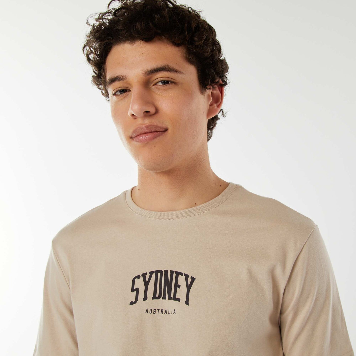 Tee-shirt imprimé à messages BEIGE