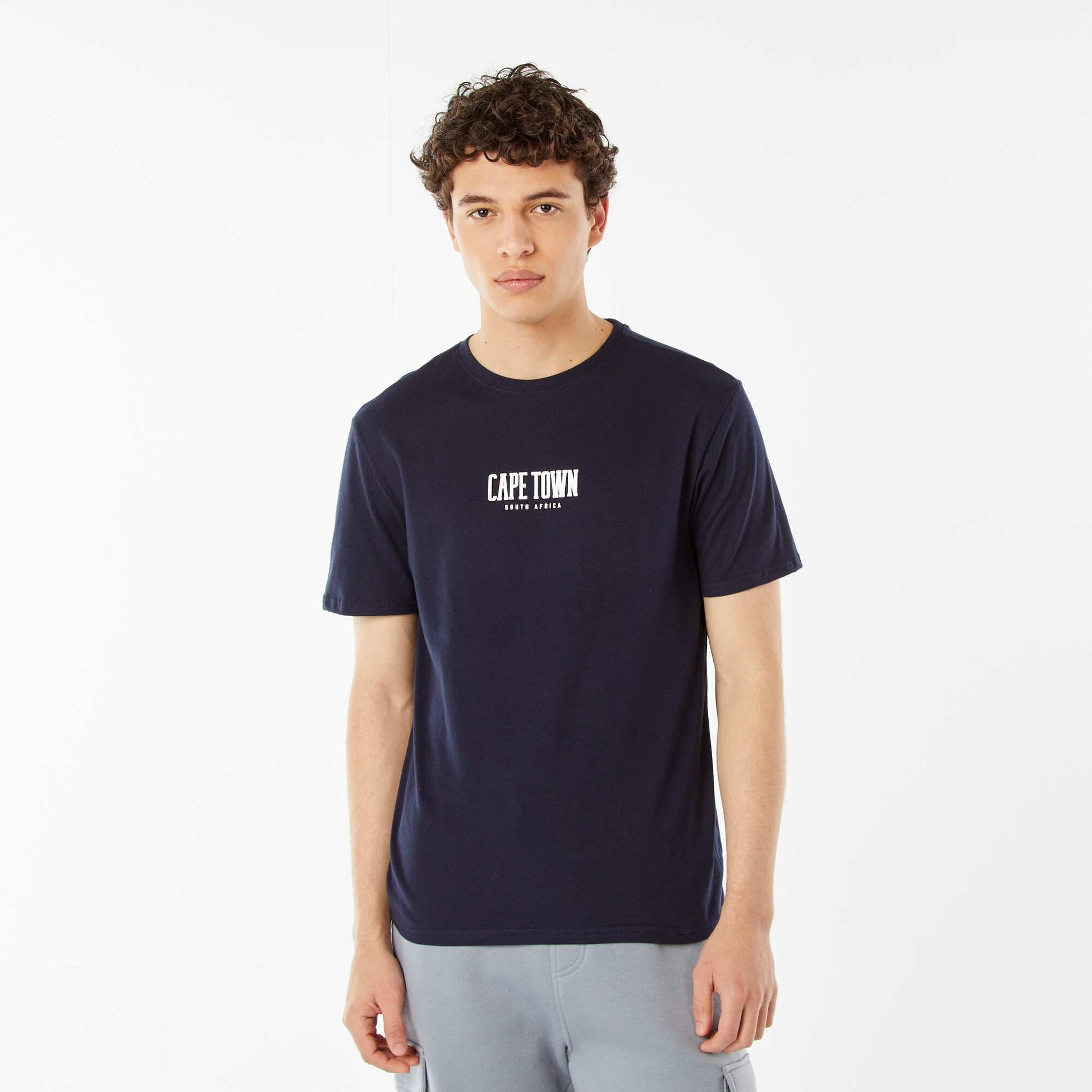 Tee-shirt imprimé à messages BLEU