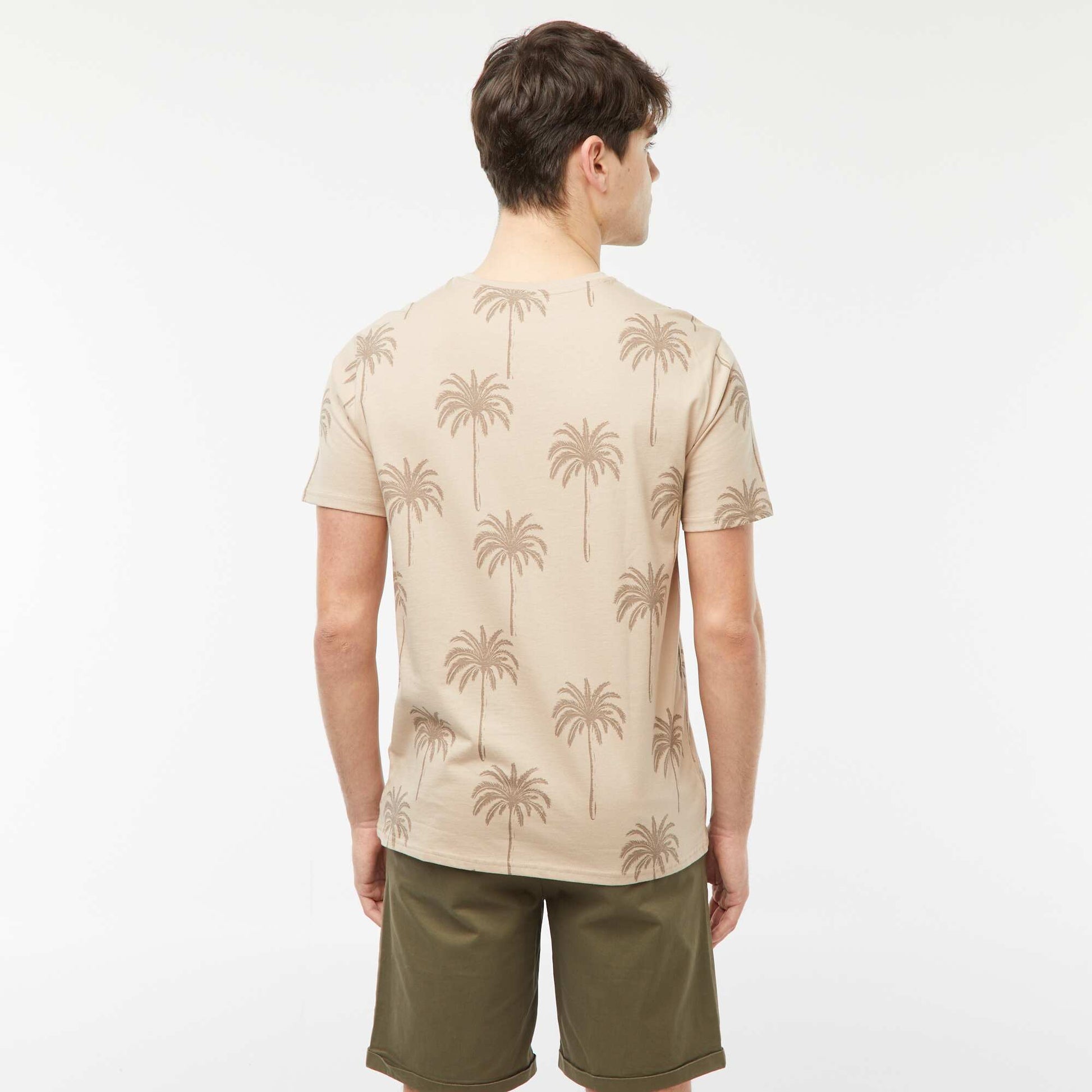 Tee-shirt imprimé palmiers BEIGE