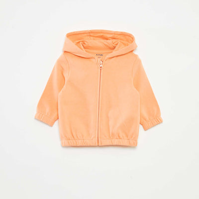 Sweat zippé uni à capuche ORANGE