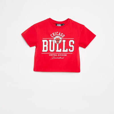T-shirt cropped à manches courtes 'NBA' ROUGE
