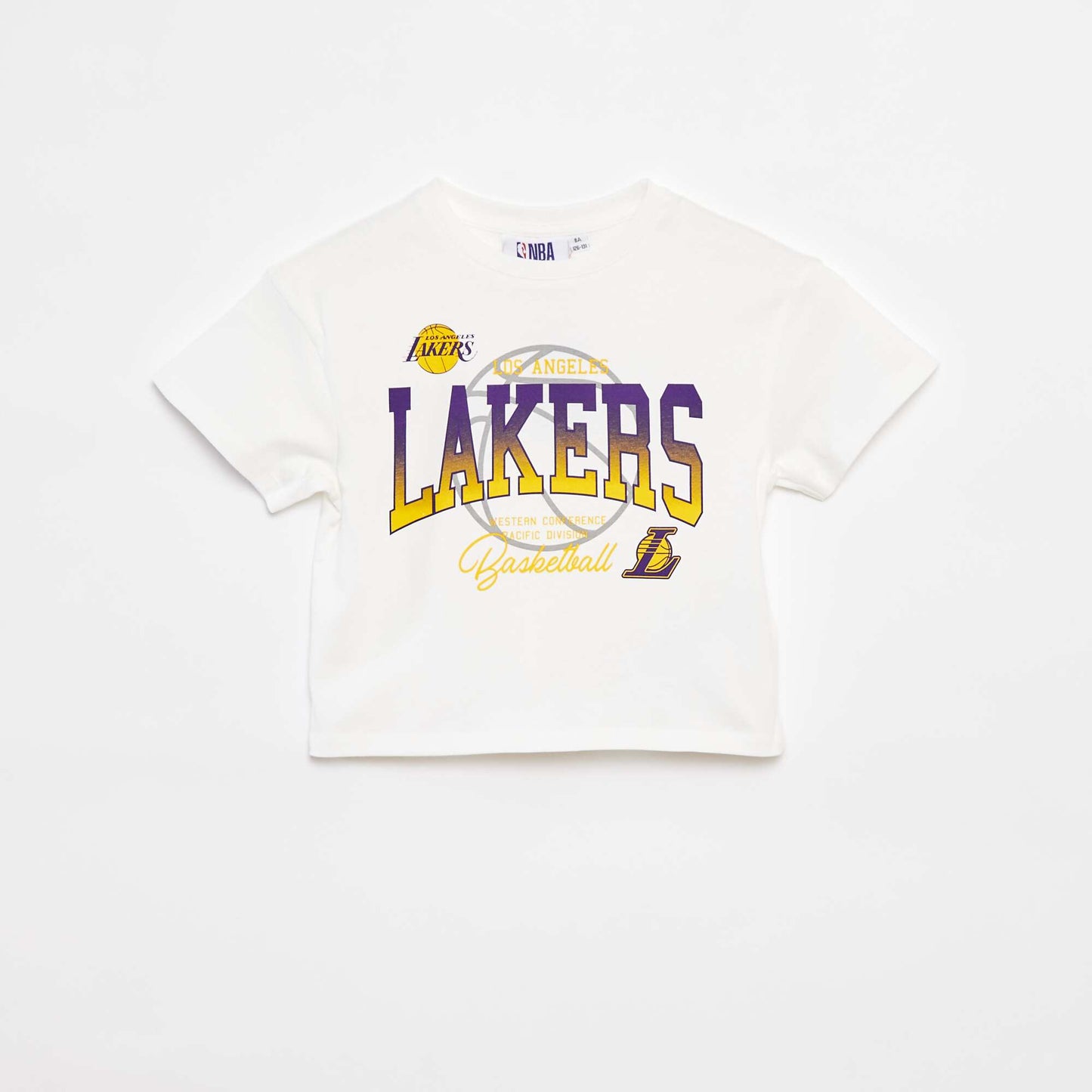 T-shirt cropped à manches courtes 'NBA' BLANC