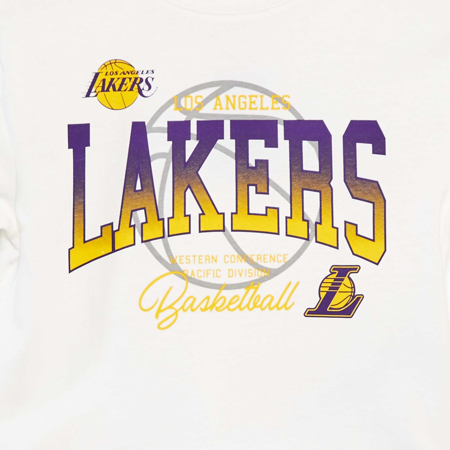T-shirt cropped à manches courtes 'NBA' BLANC