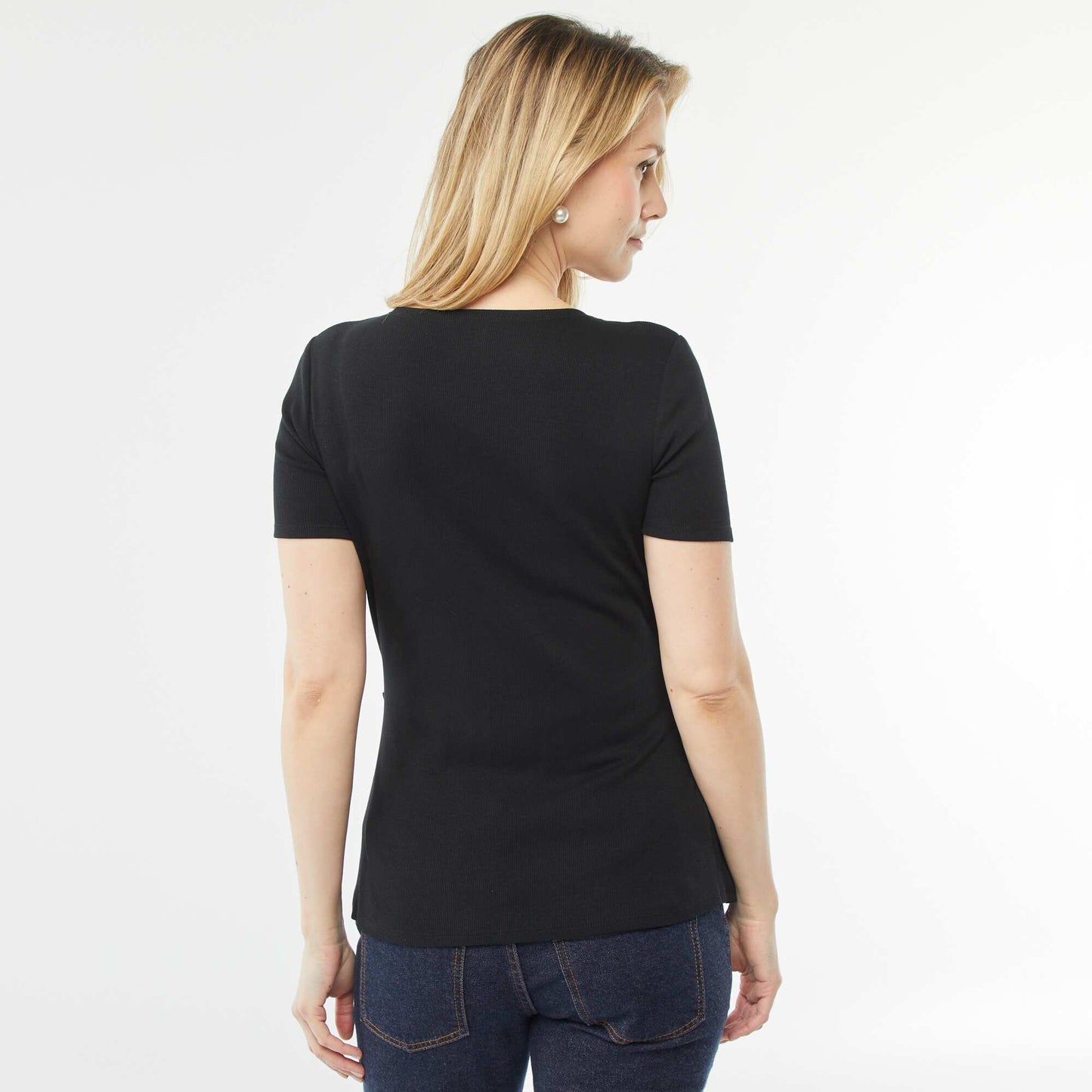 T-shirt cache-cœur d'allaitement NOIR