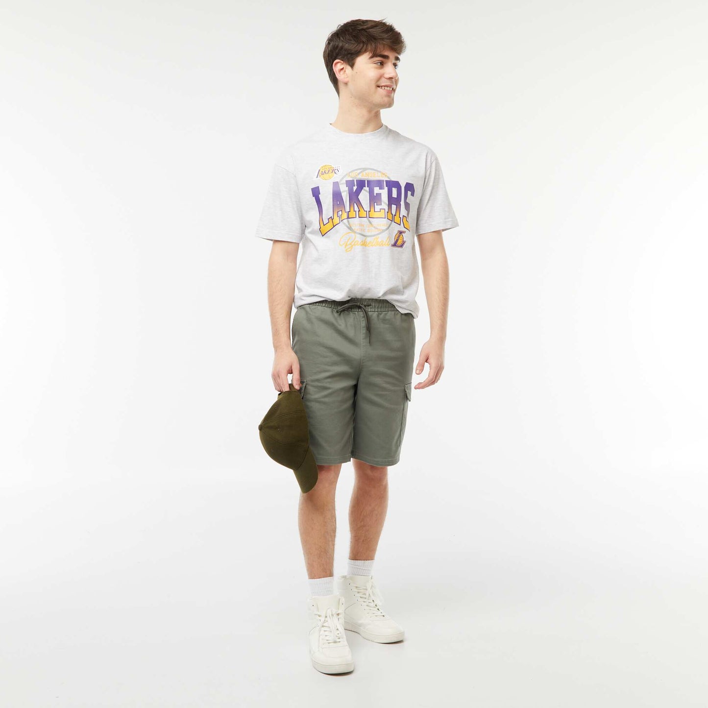 Tee-shirt imprimé 'NBA' GRIS CHINé