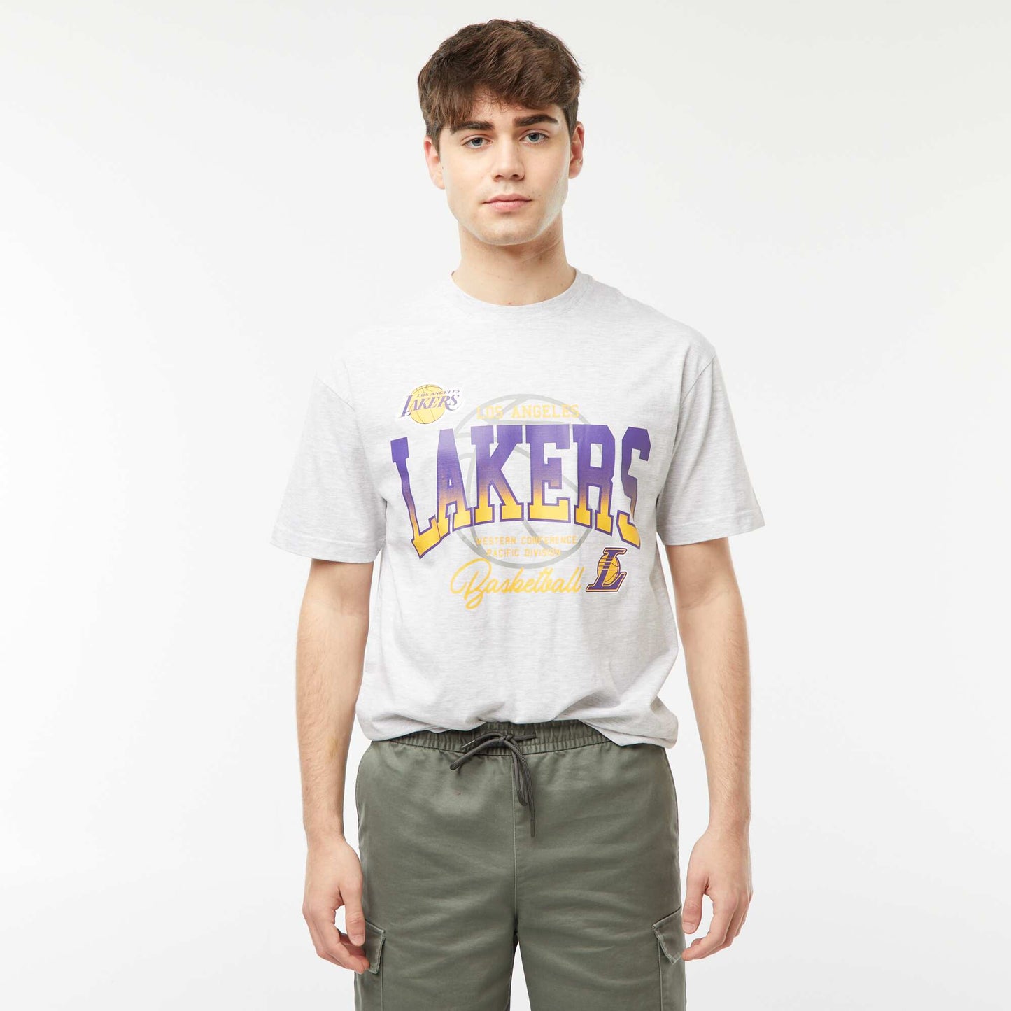 Tee-shirt imprimé 'NBA' GRIS CHINé