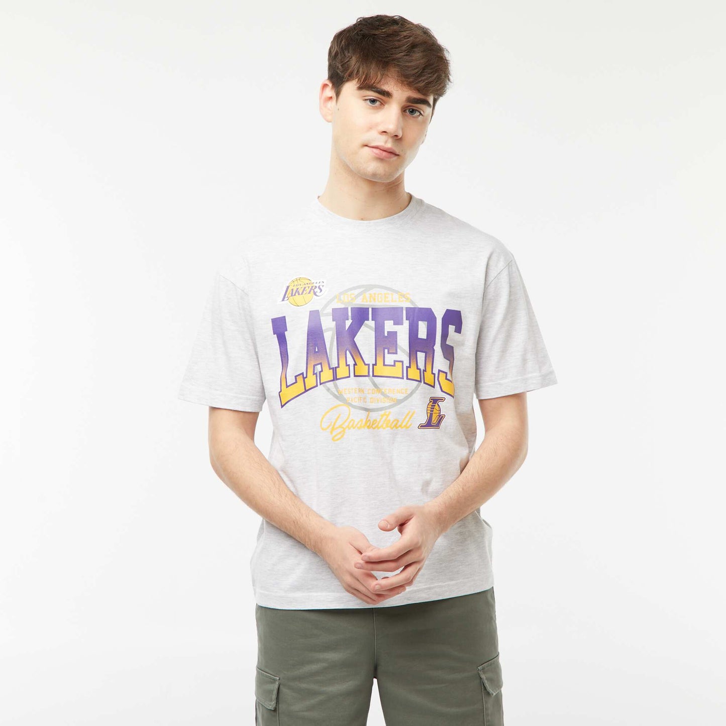 Tee-shirt imprimé 'NBA' GRIS CHINé