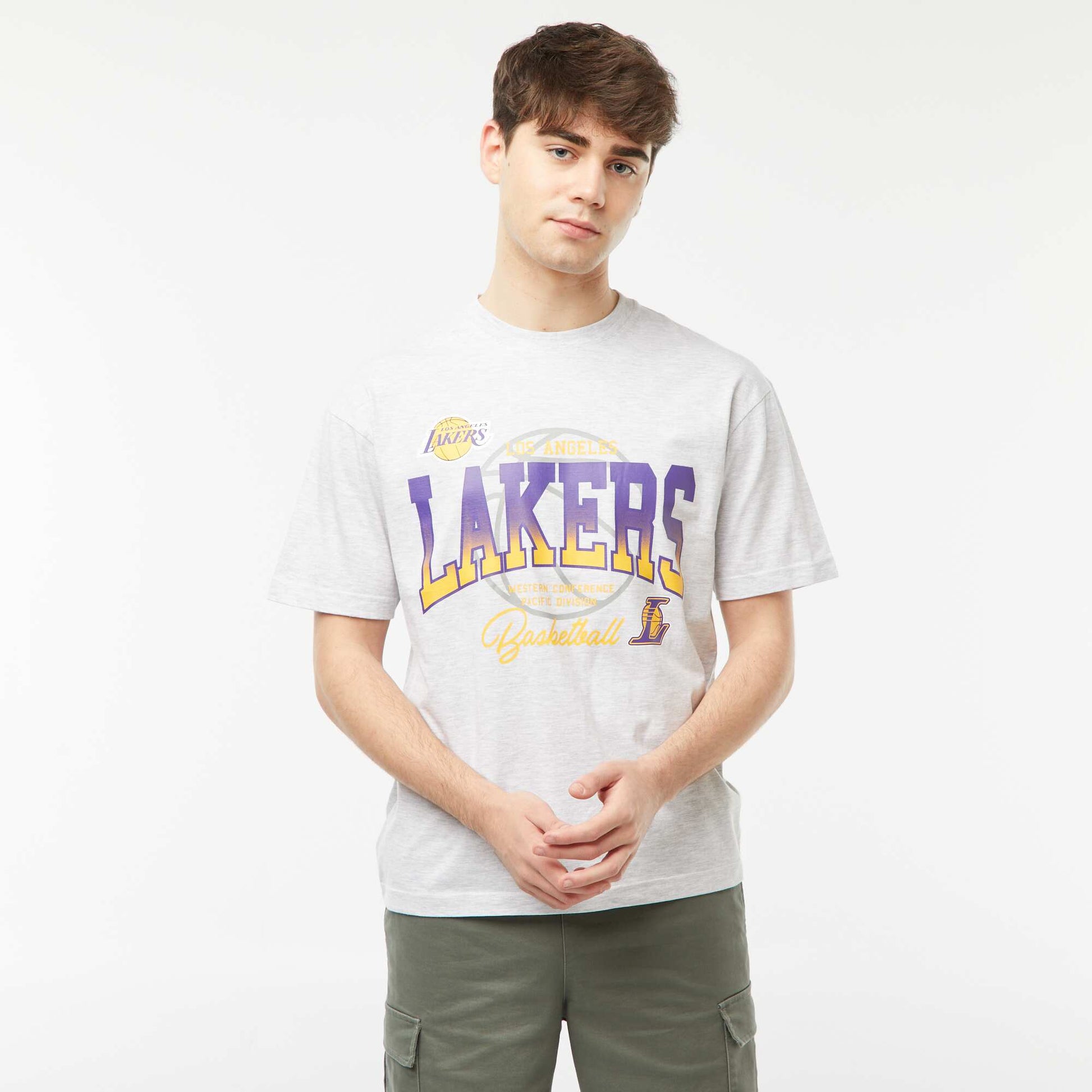 Tee-shirt imprimé 'NBA' GRIS CHINé