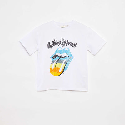 T-shirt à manches courtes 'Rolling Stones' BLANC