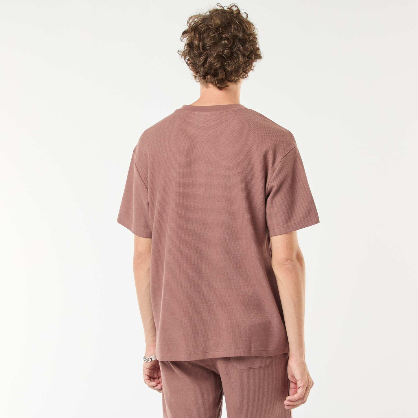 T-shirt en maille col V MARRON