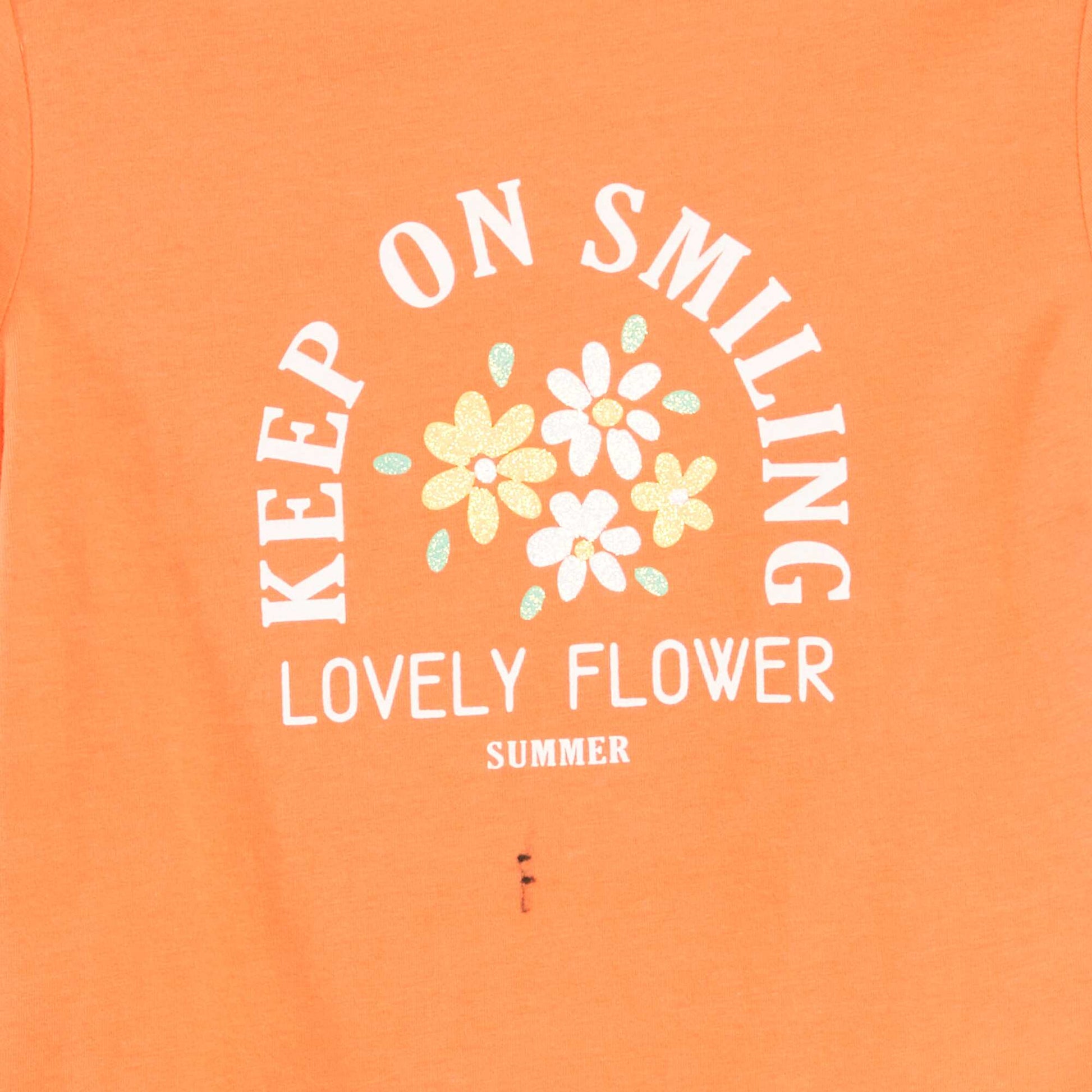T-shirt imprimé manches courtes et col rond ORANGE