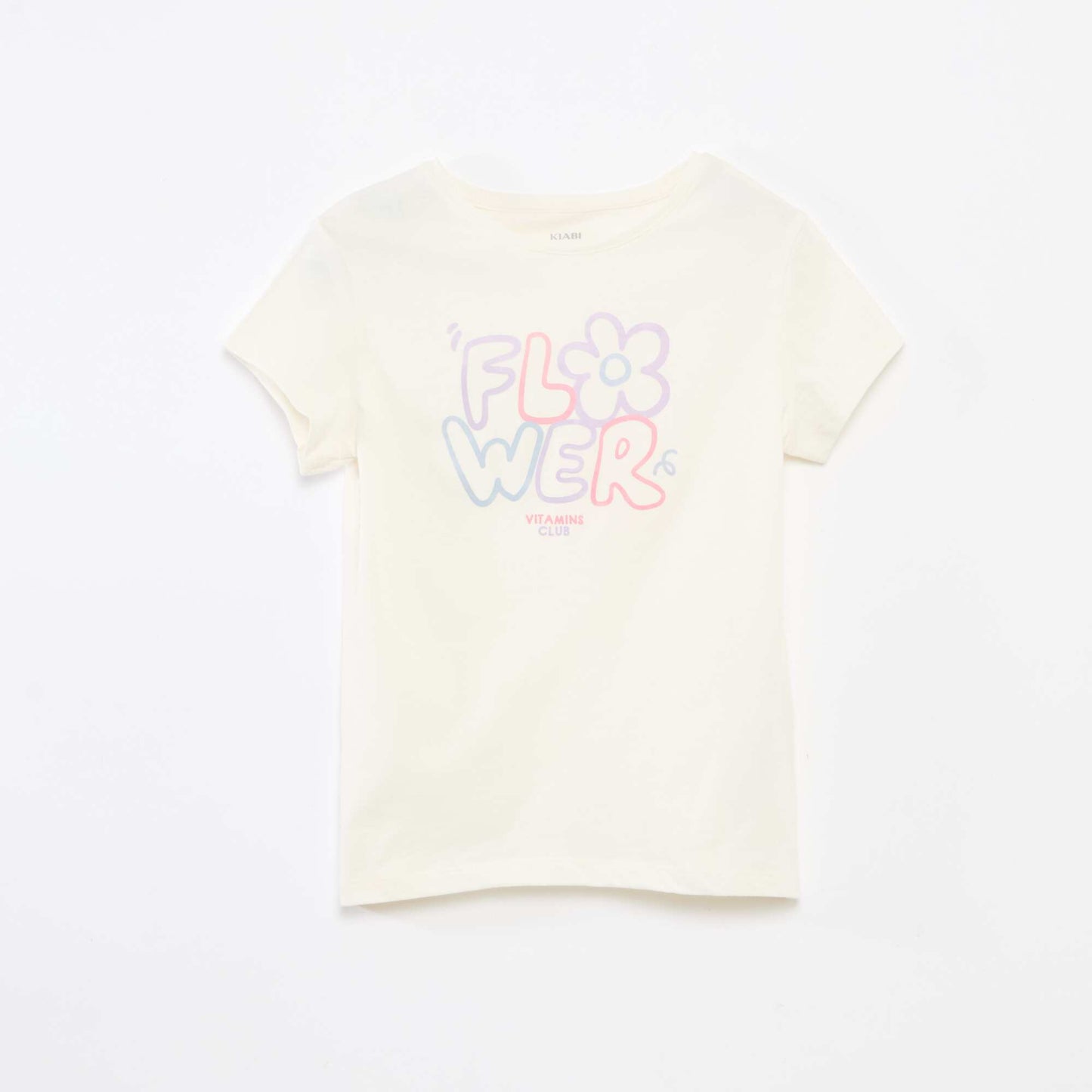 T-shirt imprimé manches courtes et col rond BLANC