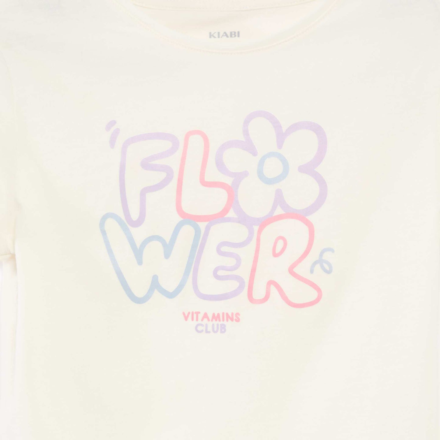 T-shirt imprimé manches courtes et col rond BLANC