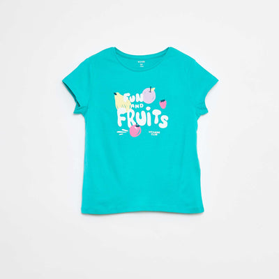 T-shirt imprimé manches courtes et col rond VERT