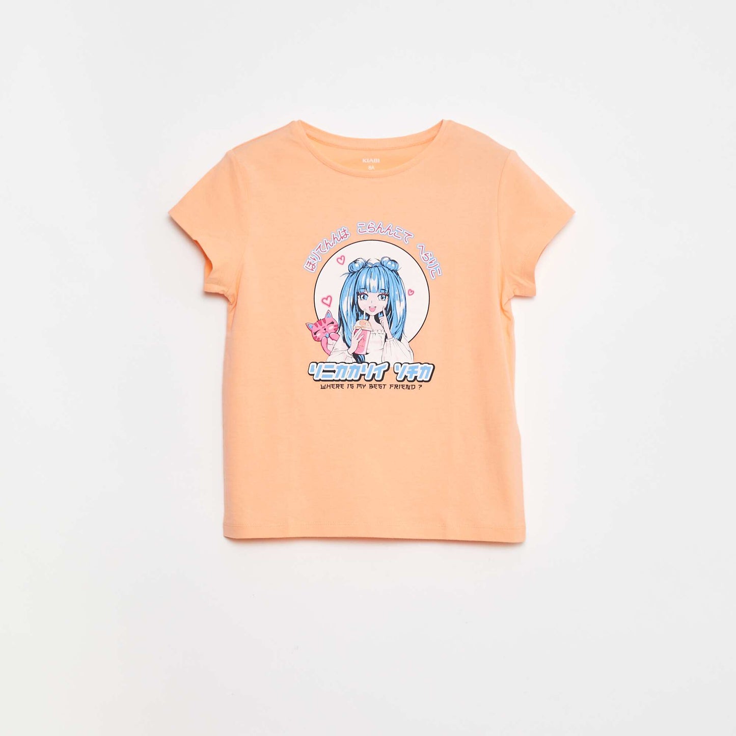 T-shirt imprimé manches courtes et col rond ORANGE