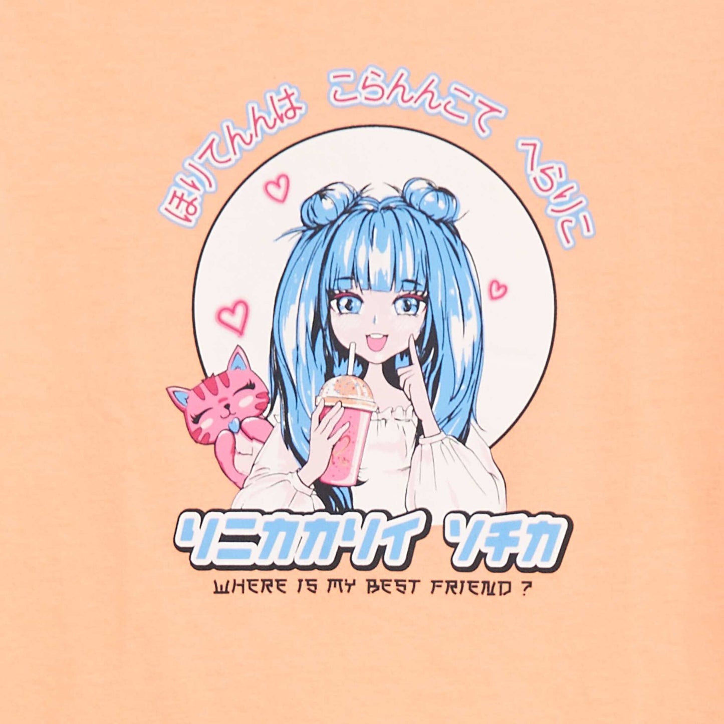 T-shirt imprimé manches courtes et col rond ORANGE