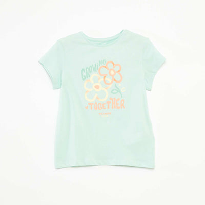 T-shirt imprimé manches courtes et col rond VERT