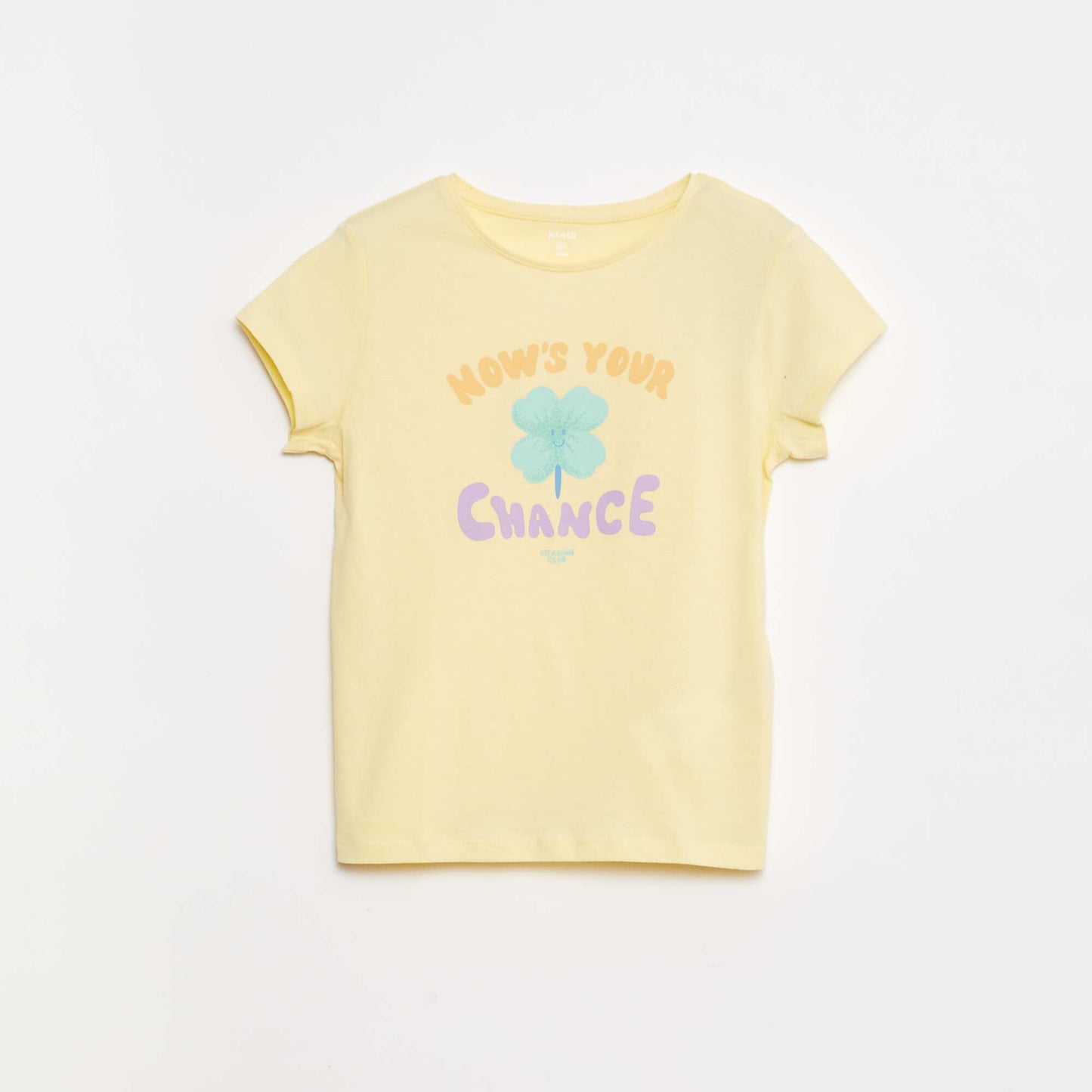 T-shirt imprimé manches courtes et col rond JAUNE
