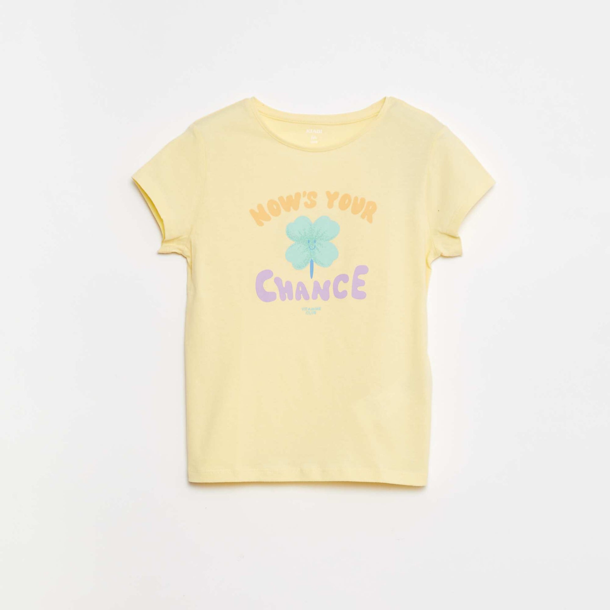 T-shirt imprimé manches courtes et col rond JAUNE