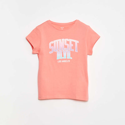 T-shirt imprimé manches courtes et col rond ROSE
