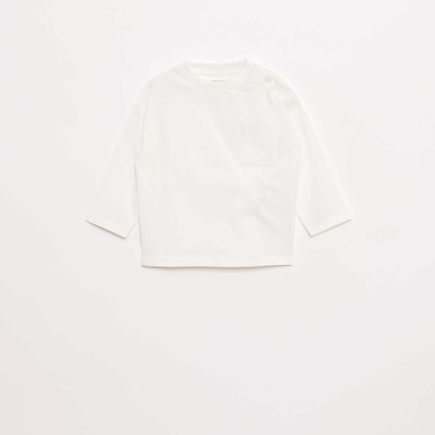 T-shirt manches longues et poche poitrine BLANC