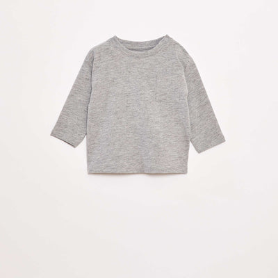 T-shirt manches longues et poche poitrine GRIS