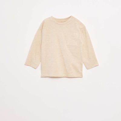 T-shirt manches longues et poche poitrine BEIGE