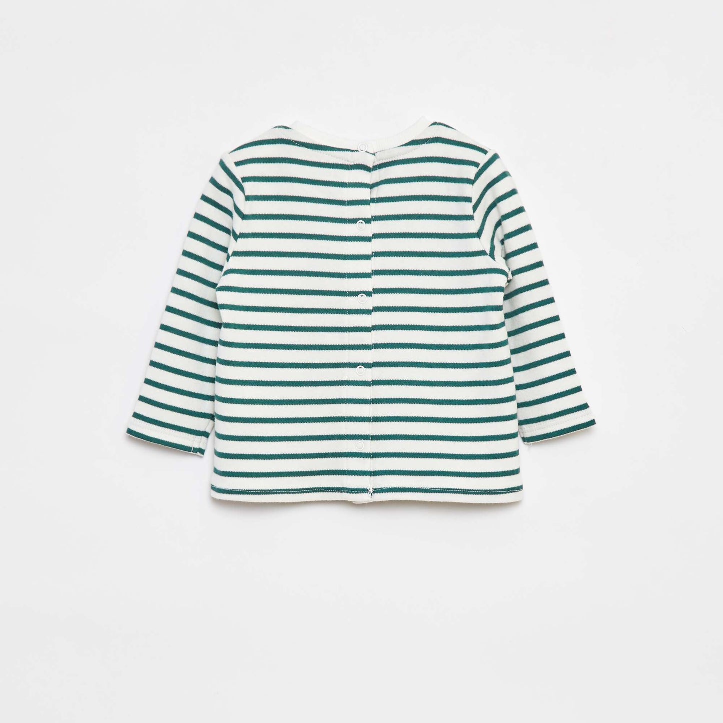 T-shirt manches longues avec 'bonjour' brodé sur la poitrine BLANC