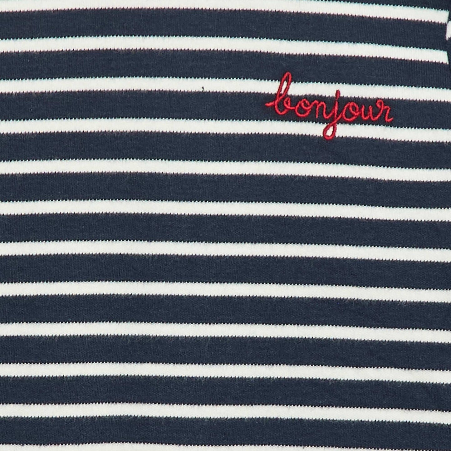 T-shirt manches longues avec 'bonjour' brodé sur la poitrine BLANC
