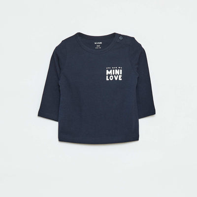 T-shirt imprimé à manches longues BLEU